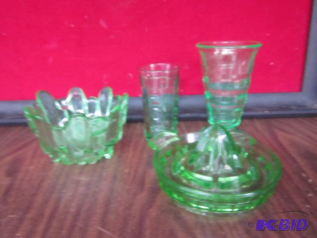 Lot of green Uranium Depression glass....