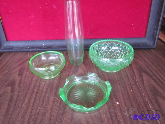 Lot of green Uranium Depression glass....