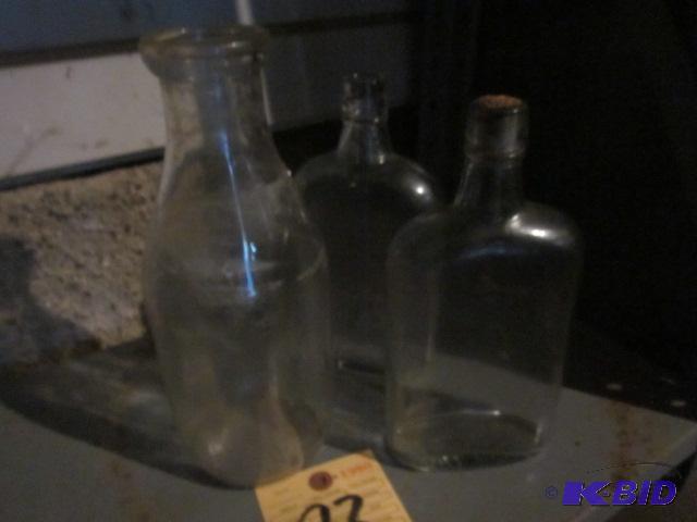 Lot of (3) old bottle, including liquor and m...