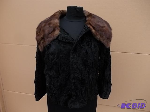 Vintage Black Faux Fur Jacket With Mink Colla...