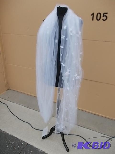 White With Pink Embellished Cathedral Veil $1...