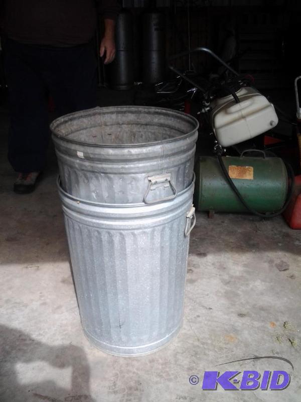 lot 70 image: Pair of Metal Garbage Cans