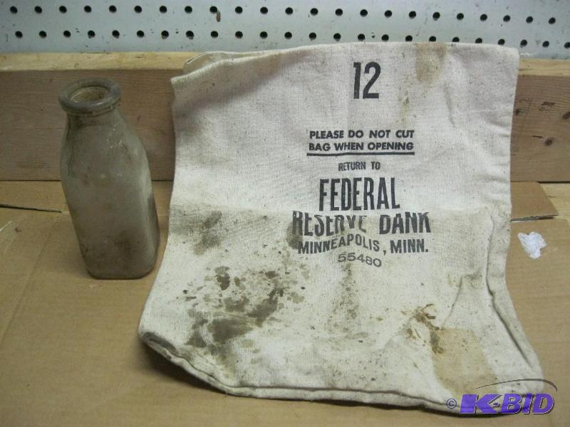 Vintage Milk Bottle And Federal Reserve Bank ...