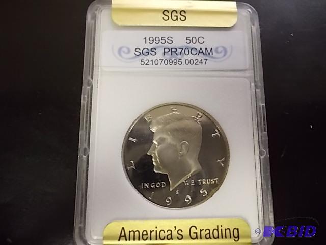 1995 S Kennedy Half Dollar Graded SGS PR70...