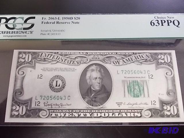 $20 Federal Reserve Note 1950 D Series PCSG&n...