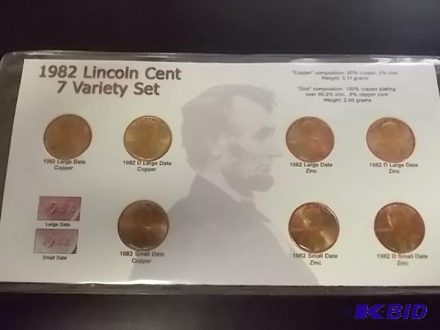 1982 Lincoln Cent 7 Variety Set...