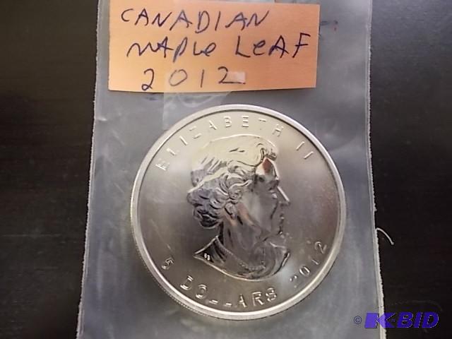 $5 Silver Canadian Maple Leaf 2012...