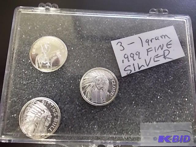 3- 1 Gram .999 Silver Rounds...