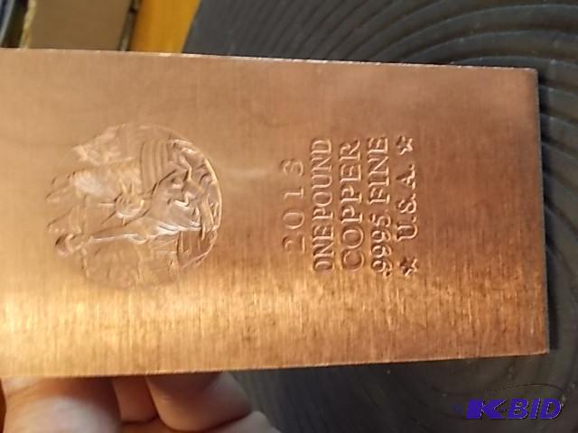 2013 One Pound .9999 Fine USA Copper Bar...