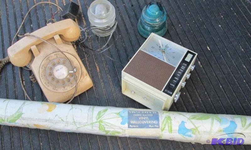 lot 108 image: Assorted vintage items, phone, clock, fence i...