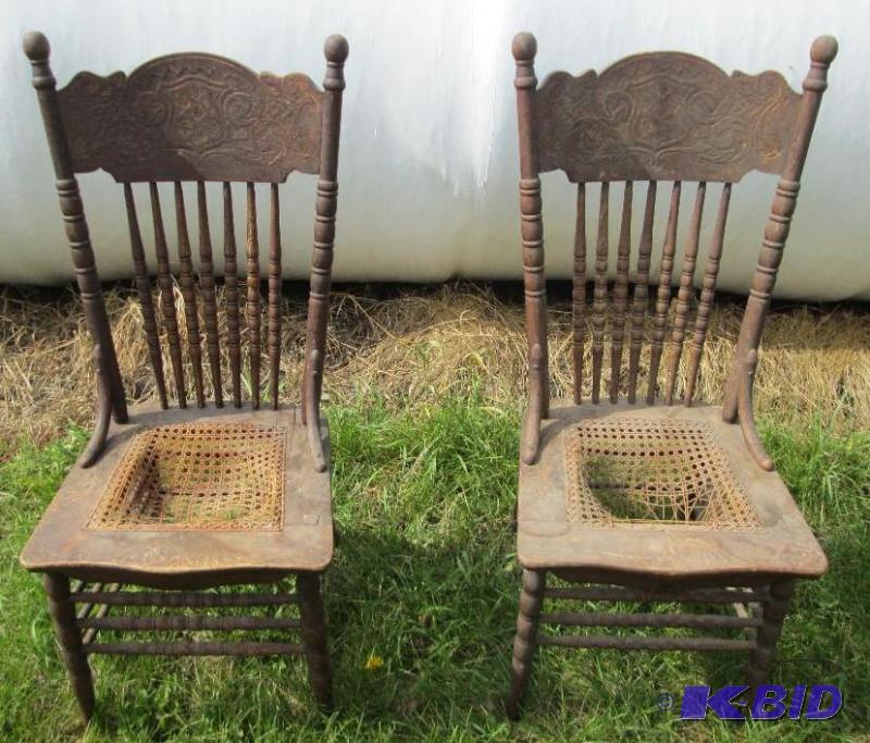 lot 119 image: Pair of antique chairs, great for restoration...