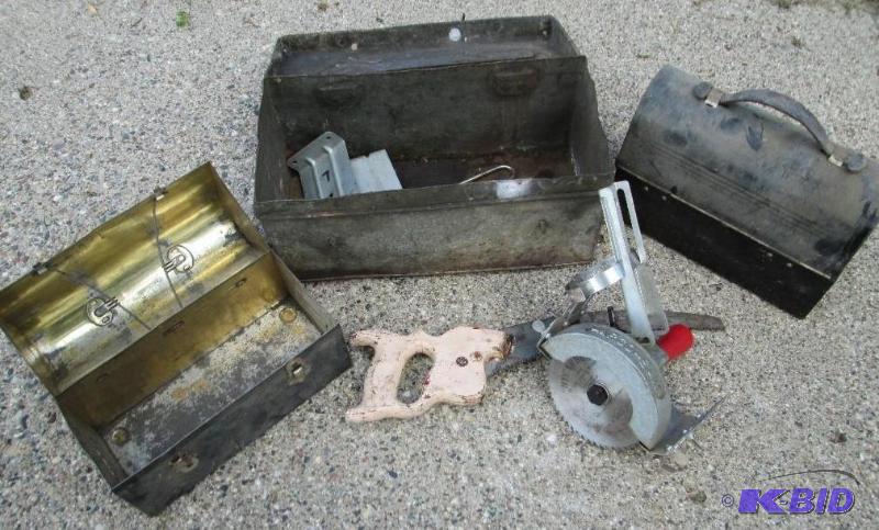 lot 98 image: Arco saw hand saw, and tool boxes...