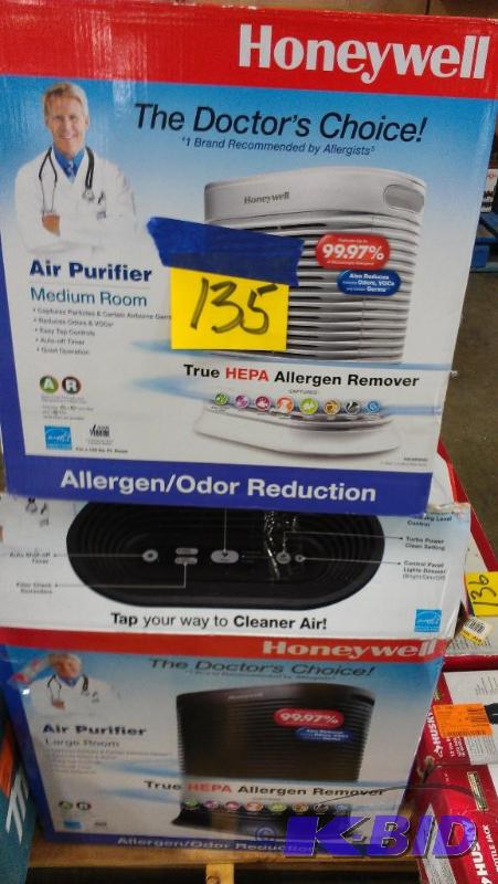 lot 135 image: Two Honeywell Air Purifiers. Large room and m...