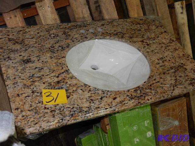 lot 31 image: 37in x 22in Bathroom Vanity top wsink and ma...