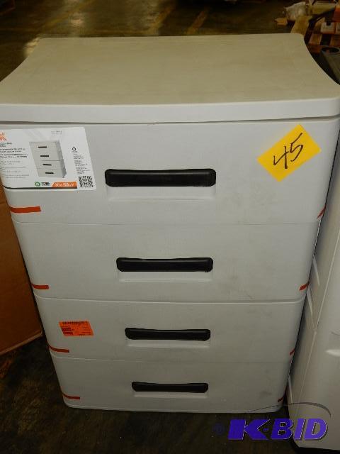 lot 45 image: 4 Drawer Heavy Plastic Storage Cabinets.. Ful...