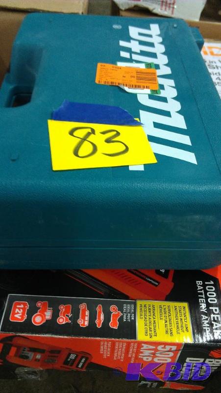 lot 83 image: Jump Starter AND Angle Grinder. Makita 4"...