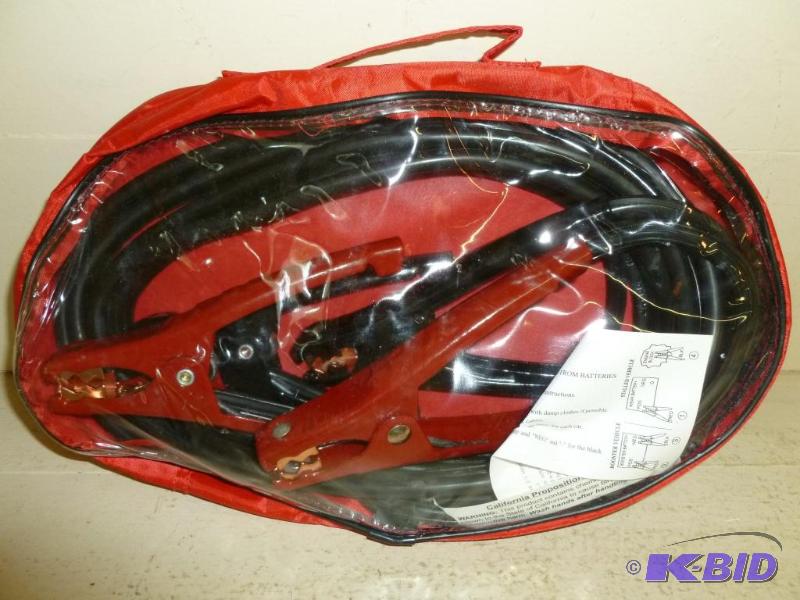 lot 104 image: A set of heavy duty jumper cables, appears to...