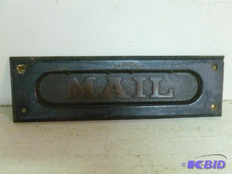 lot 159 image: Vintage cast iron mail drop trim section that...