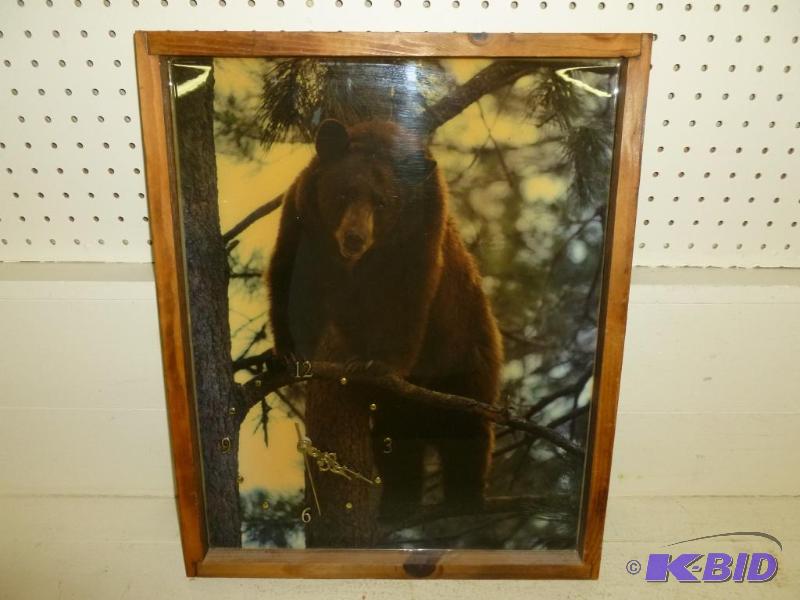 lot 95 image: Large solid wood framed battery operated bear...