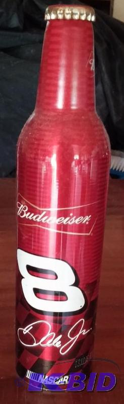 lot 15 image: NASCAR #8 Dale Earnhardt JR Metal Collectable Beer Bottle