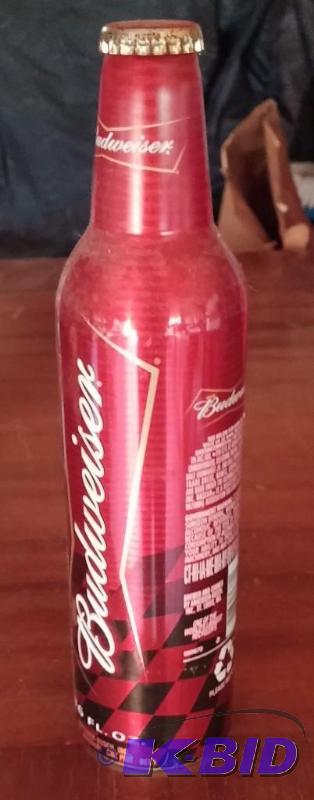 lot 8 image: NASCAR #8 Dale Earnhardt JR Metal Collectable Beer Bottle