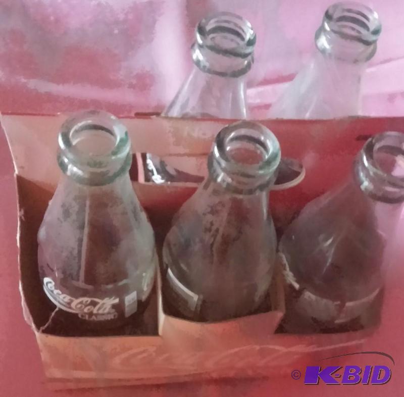 5 Vintage Coke Bottles with carrier