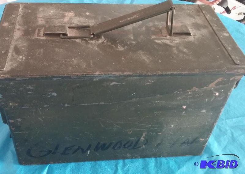 .50 Cal 100 Cartridge Ammo Box Military Ammunition Metal Storage Can Case 50 Cal