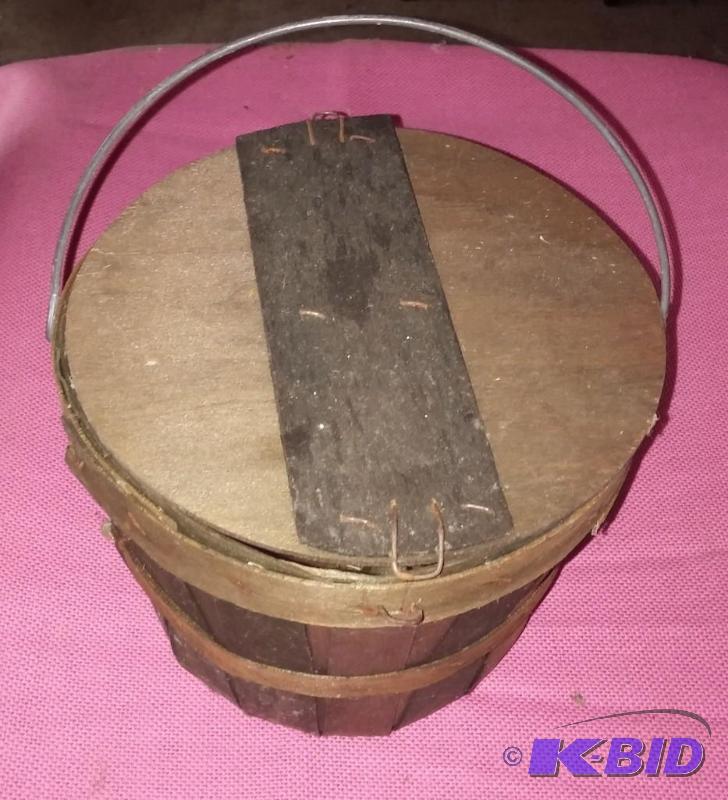 Vintage covered wicker basket...