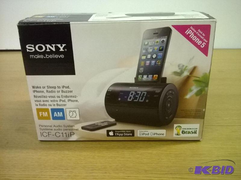 lot 47 image: Sony ICFC11IP Lightning iPhoneiPod Clock Radio Speaker Dock