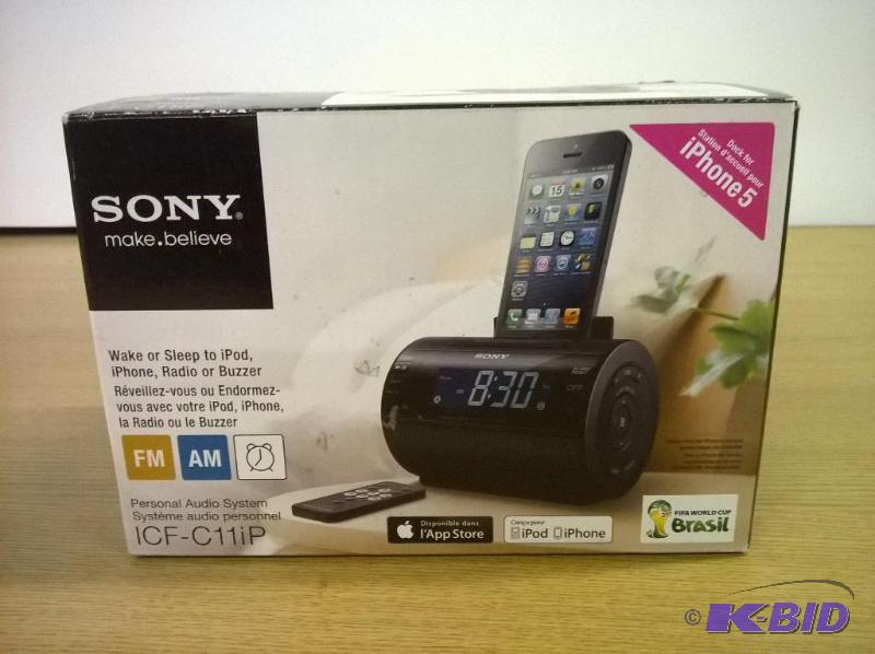 lot 50 image: Sony ICFC11IP Lightning iPhoneiPod Clock Radio Speaker Dock