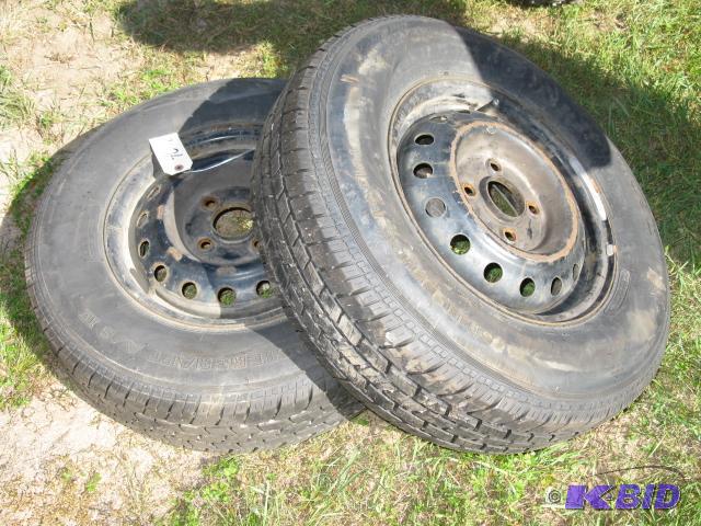 2 spare tires on rims, 205-75R14...