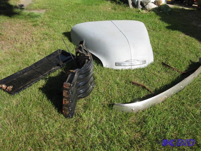 1950s Chevy truck parts, hood, grill, bumper...