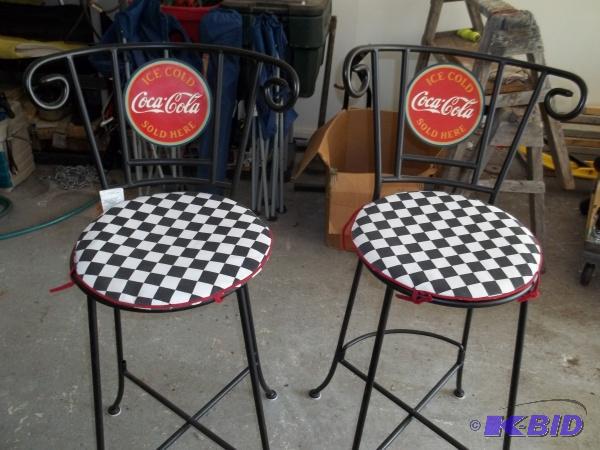 2 Coke chairs with padding on seat 43 H...