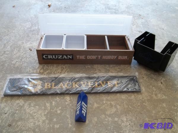 Cruzan fruit tray, Crown royal napkin holder,...
