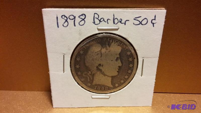 1898 BARBER HALF DOLLAR 90% SILVER...
