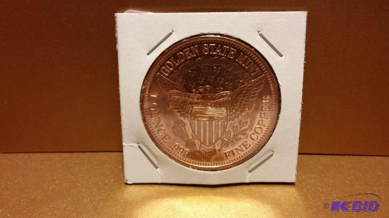 GOLDEN STATE MINT ONE OUNCE COPPER ROUND, .99...