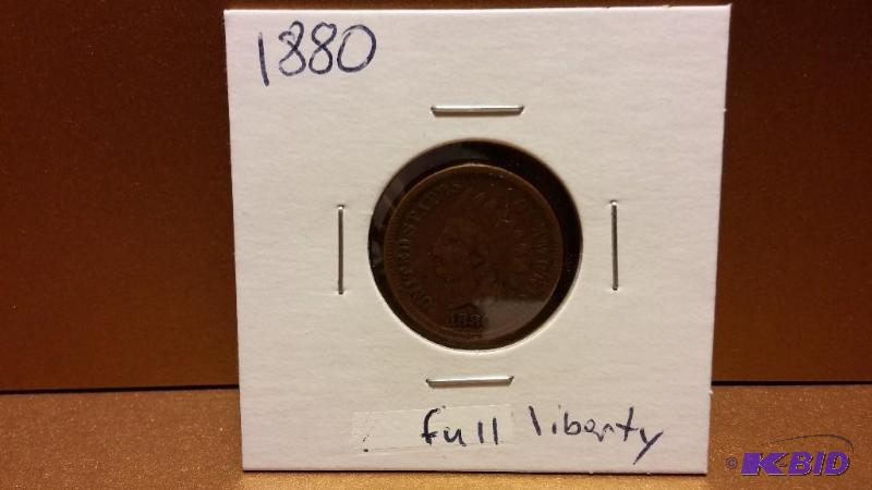 1880 INDIAN HEAD PENNY FULL LIBERTY ONE CENT...