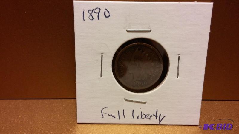 1890 INDIAN HEAD PENNY FULL LIBERTY ONE CENT...