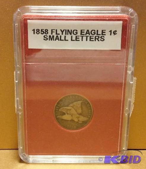 1858 FLYING EAGLE ONE CENT SMALL LETTERS SLAB...