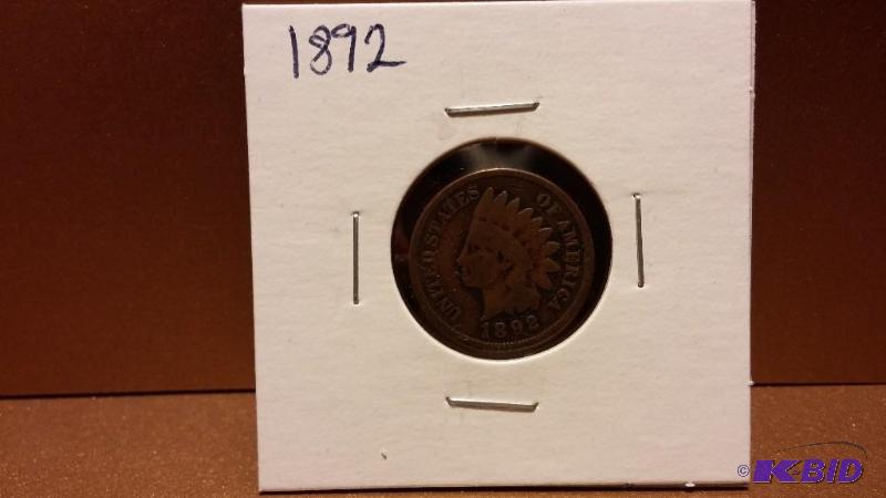 1892 INDIAN HEAD PENNY ONE CENT...
