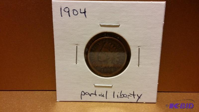 1904 INDIAN HEAD PENNY PARTIAL LIBERTY ONE CE...