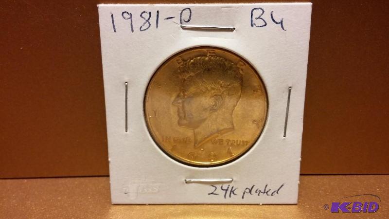 1981-D UNCIRCULTED KENNEDY HALF DOLLAR 24K GO...