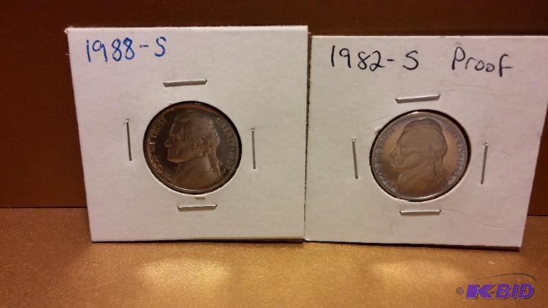 1988-S PROOF NICKEL &amp 1982-S PROOF NICKEL...
