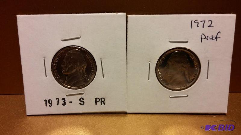 1973-S AND 1972-S PROOF NICKELS...