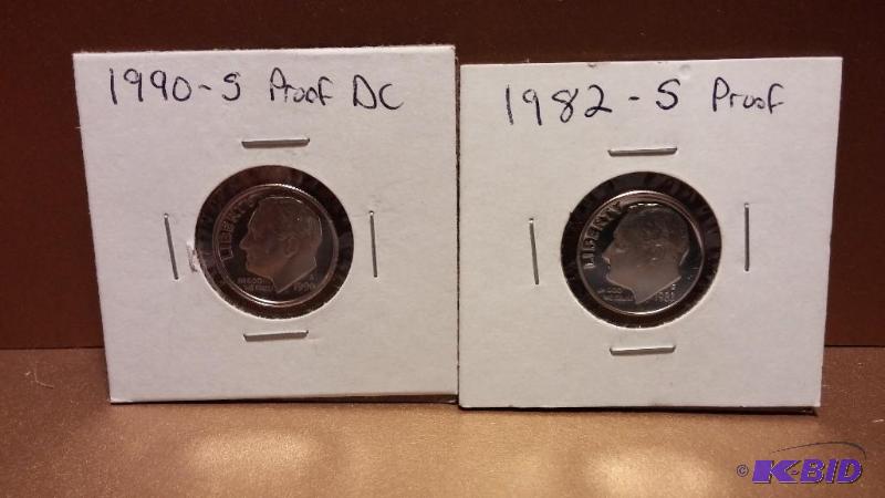 1982-S AND 1990-S PROOF DIMES...