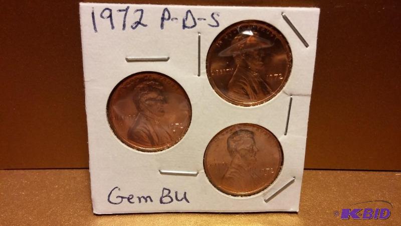 1972 P-D-S GEM BU PENNYS...