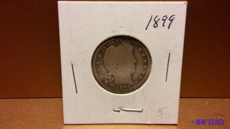 1899 BARBER QUARTER DOLLAR 90% SILVER...