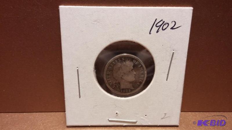 1902 BARBER DIME 90% SILVER...