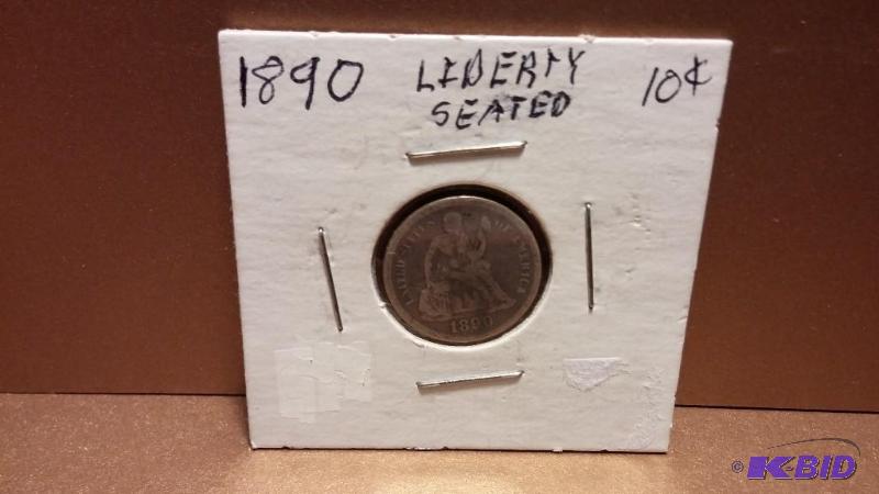 1890 LIBERTY SEATED DIME 90% SILVER...