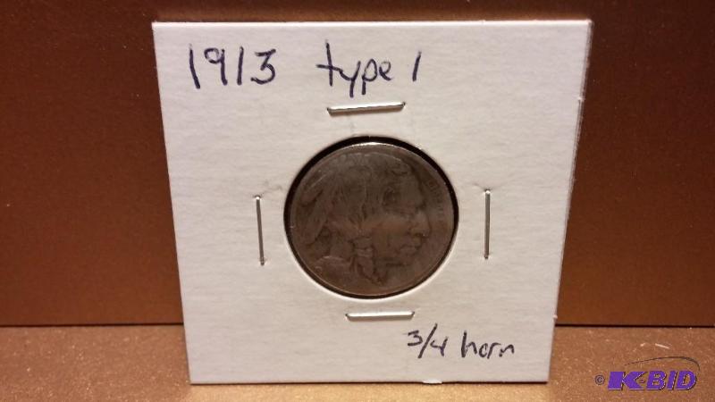 1913 TYPE ONE 34 HORN BUFFALO NICKEL...